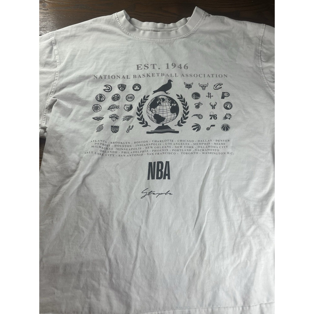 Staple x NBA Est. 1946 Multi-Team Globe Graphic White T-Shirt Size 2XL